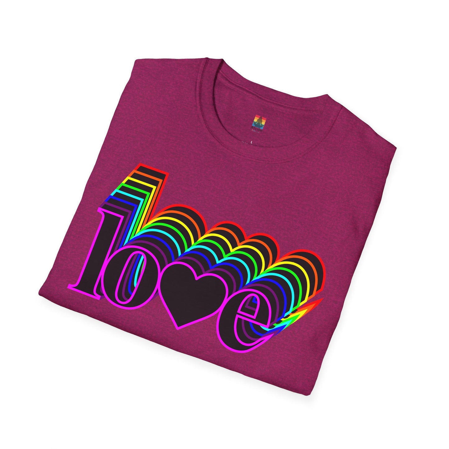 Retro Love Graphic T-Shirt | Unisex Softstyle Tee | Pride Shirt, Casual Wear, Gift for Him/Her, Rainbow Design, Everyday Style