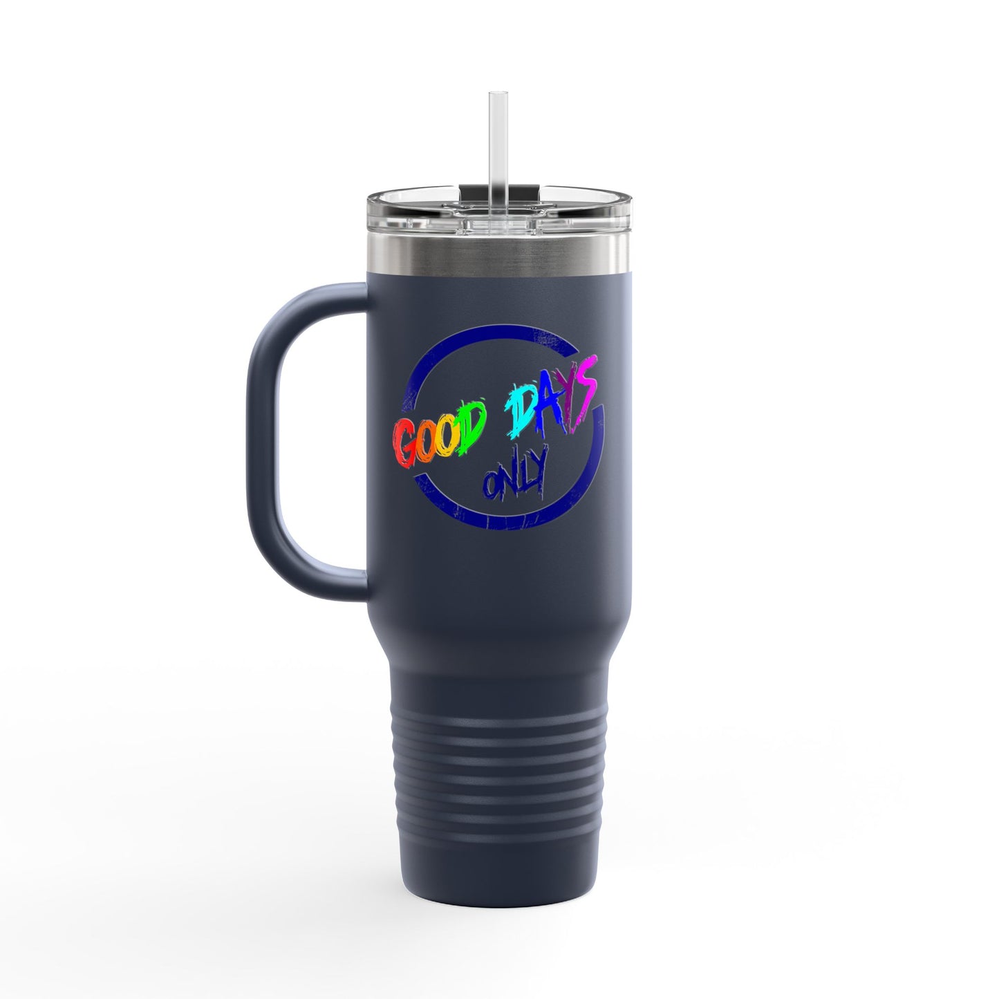 Good Vibes Insulated Travel Mug, 40oz - Perfect for Coffee Lovers, Road Trips, Camping, Gift for Travelers, Motivational Drinkware