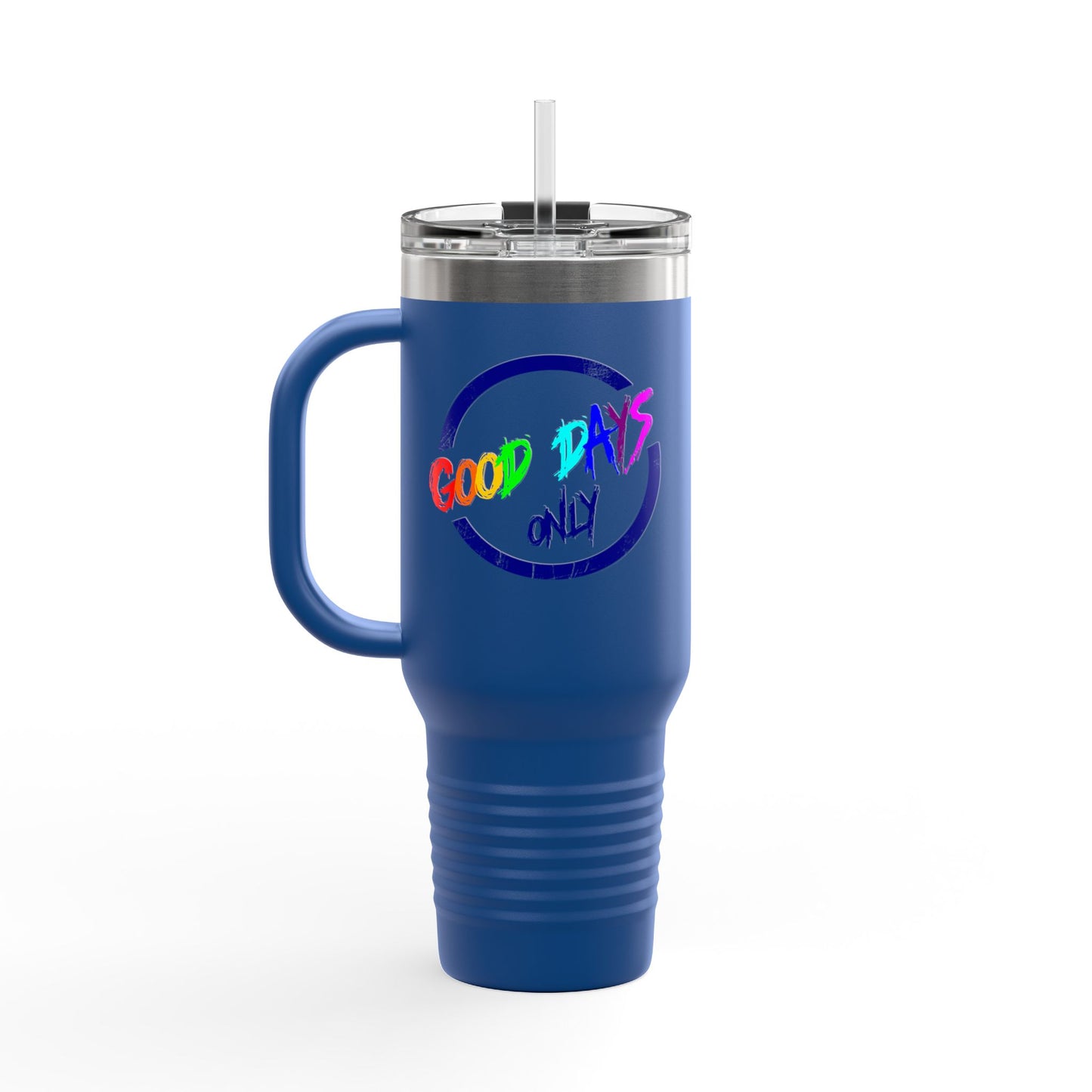 Good Vibes Insulated Travel Mug, 40oz - Perfect for Coffee Lovers, Road Trips, Camping, Gift for Travelers, Motivational Drinkware