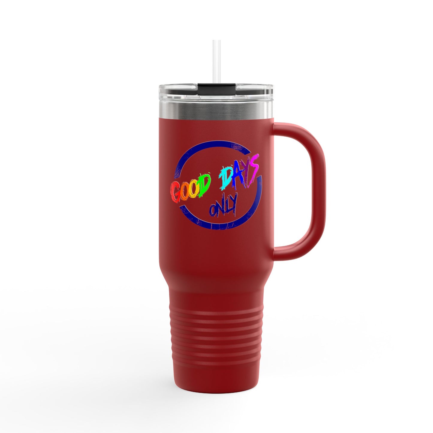 Good Vibes Insulated Travel Mug, 40oz - Perfect for Coffee Lovers, Road Trips, Camping, Gift for Travelers, Motivational Drinkware