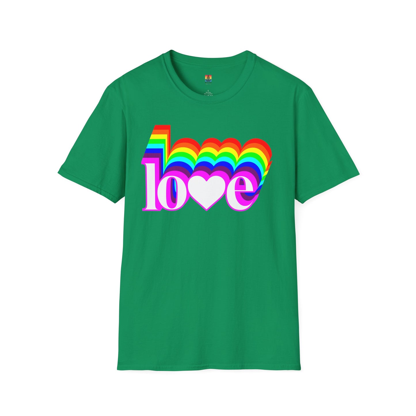 Rainbow Love Unisex Softstyle T-Shirt, Casual Wear, Summer Fashion, Gift for Friends