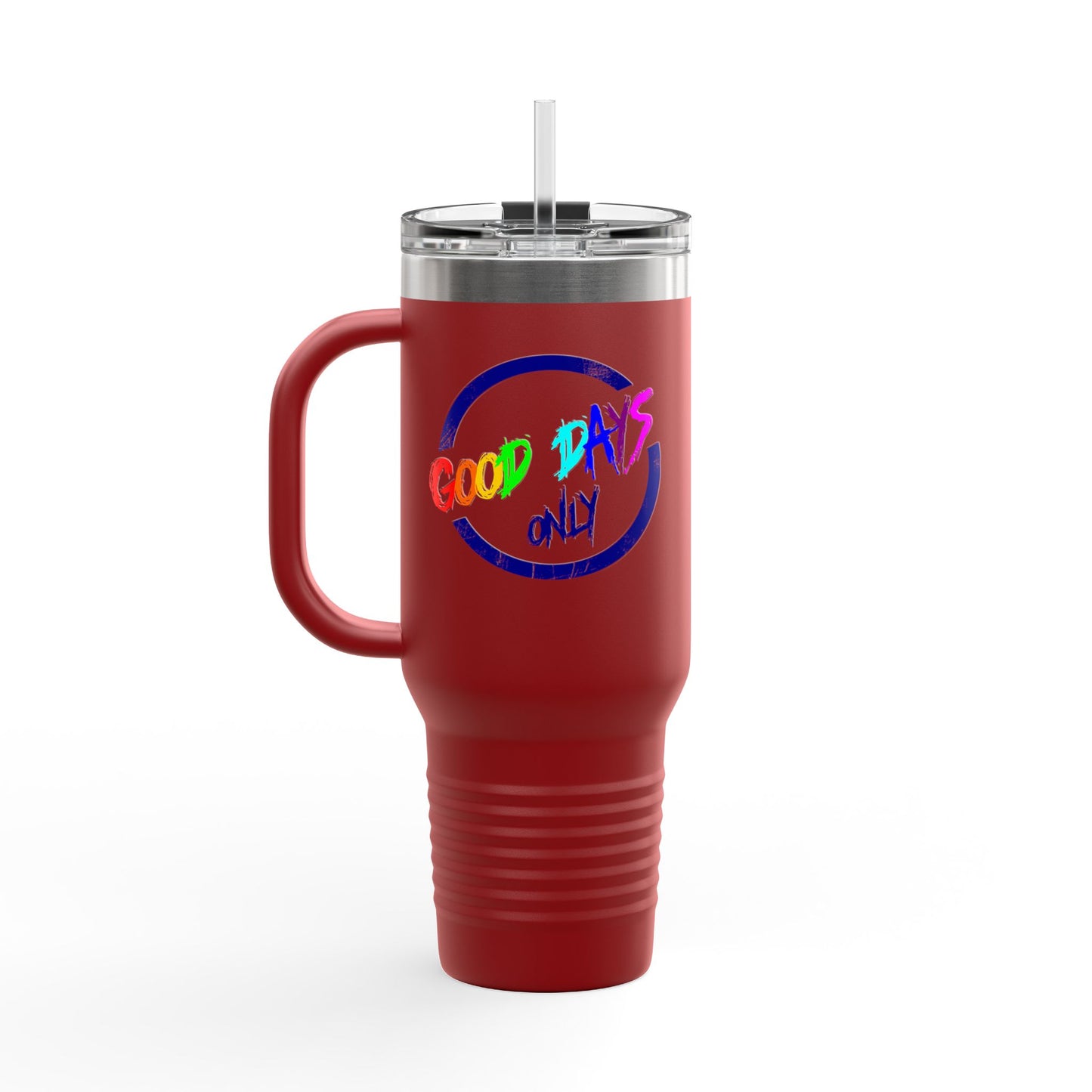 Good Vibes Insulated Travel Mug, 40oz - Perfect for Coffee Lovers, Road Trips, Camping, Gift for Travelers, Motivational Drinkware