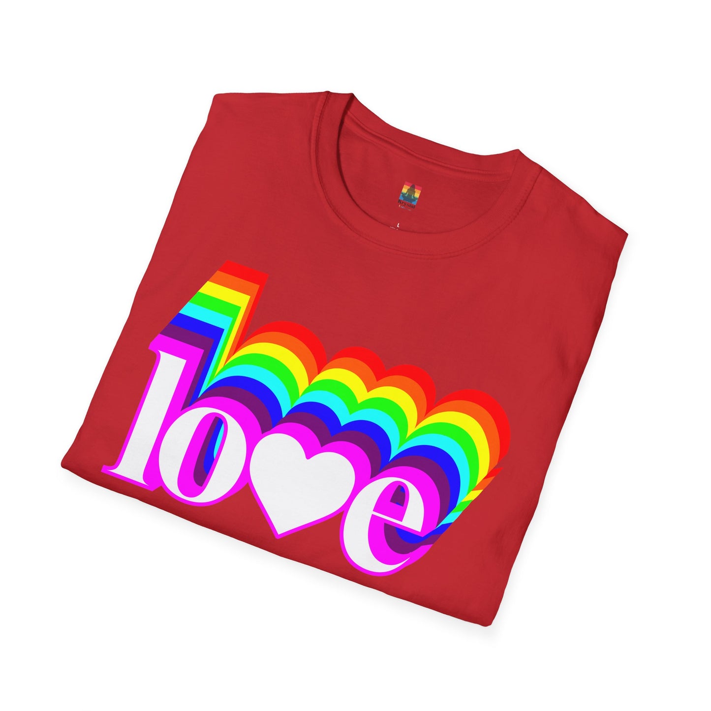 Rainbow Love Unisex Softstyle T-Shirt, Casual Wear, Summer Fashion, Gift for Friends