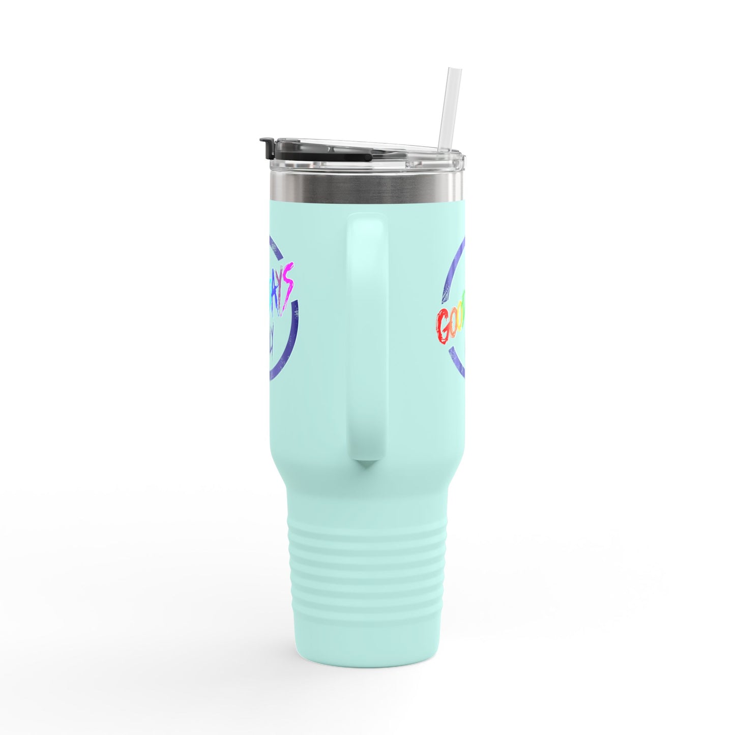 Good Vibes Insulated Travel Mug, 40oz - Perfect for Coffee Lovers, Road Trips, Camping, Gift for Travelers, Motivational Drinkware