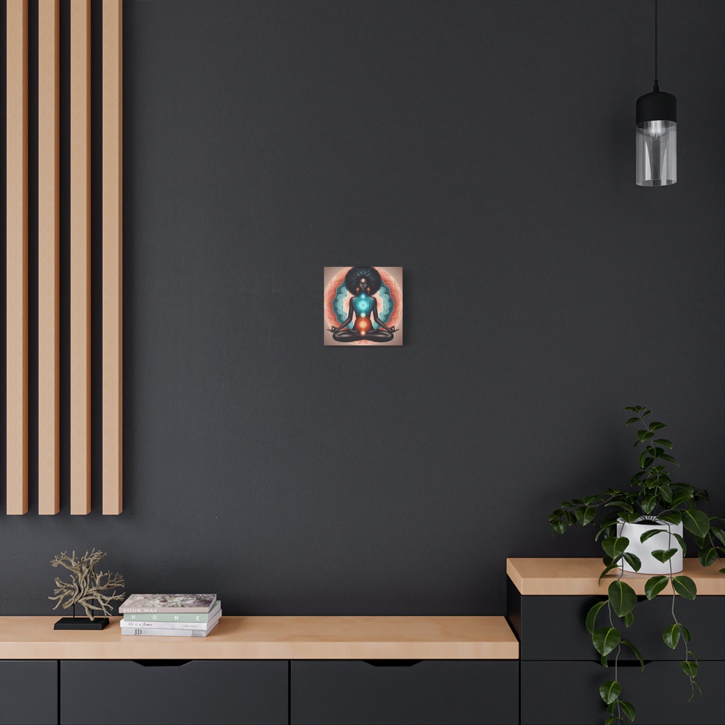 Meditation Art Canvas, Spiritual Wall Decor, Mindfulness Gift, Chakra Artwork, Black Woman Art Print, Yoga Home Decor