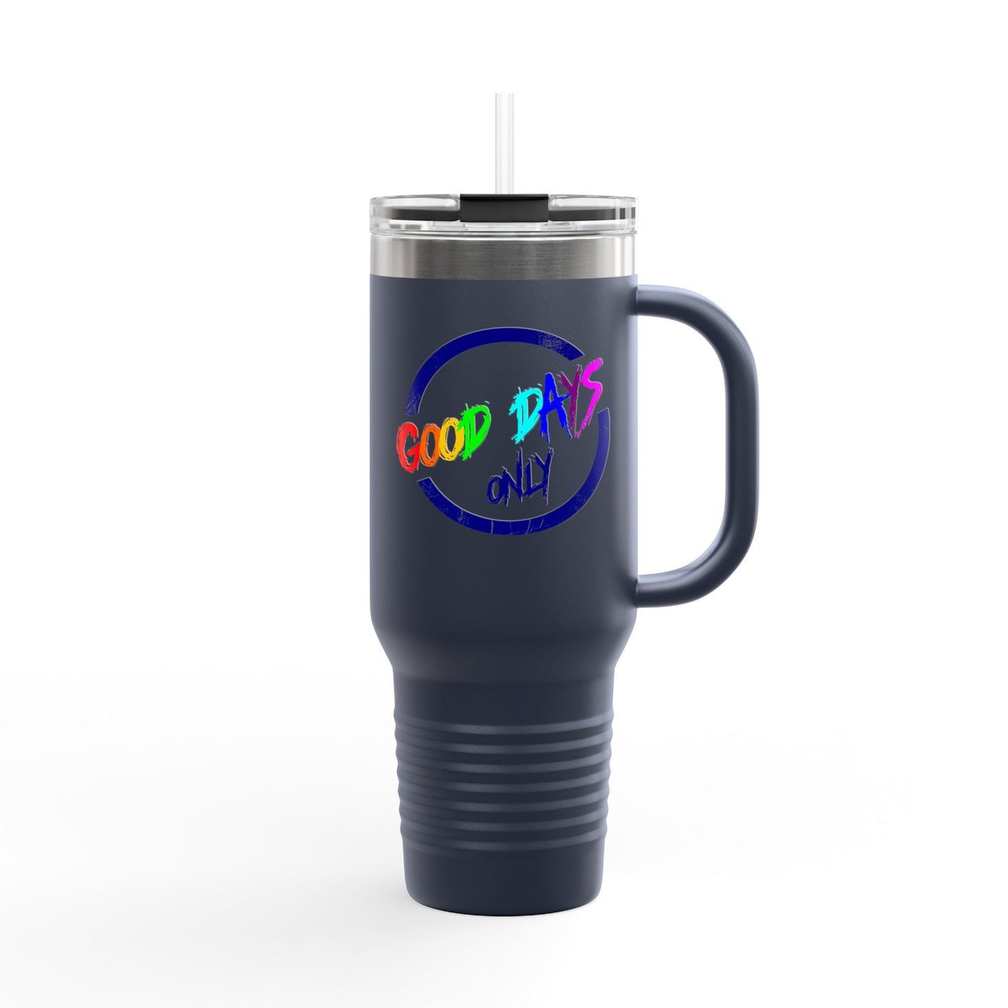 Good Vibes Insulated Travel Mug, 40oz - Perfect for Coffee Lovers, Road Trips, Camping, Gift for Travelers, Motivational Drinkware