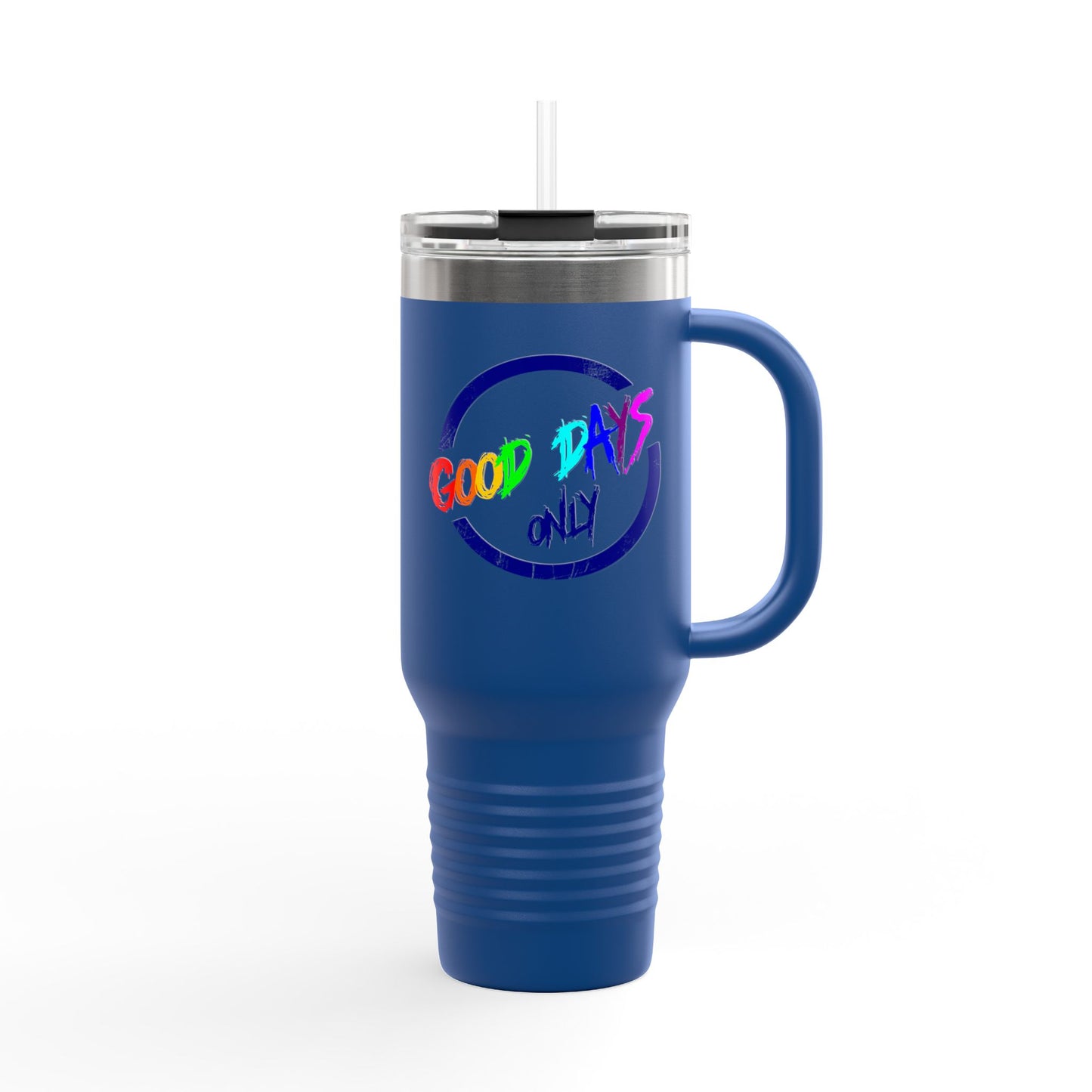 Good Vibes Insulated Travel Mug, 40oz - Perfect for Coffee Lovers, Road Trips, Camping, Gift for Travelers, Motivational Drinkware