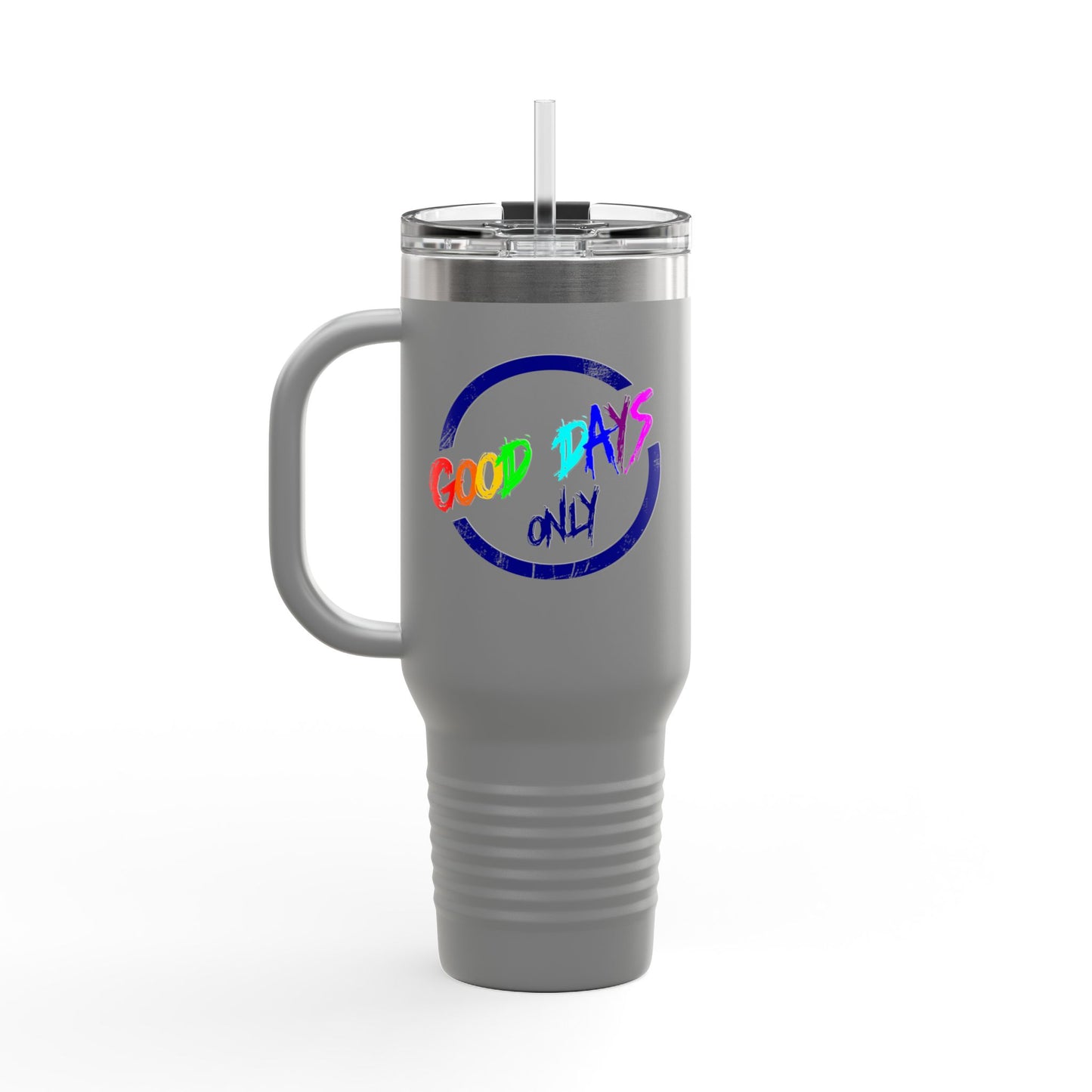 Good Vibes Insulated Travel Mug, 40oz - Perfect for Coffee Lovers, Road Trips, Camping, Gift for Travelers, Motivational Drinkware