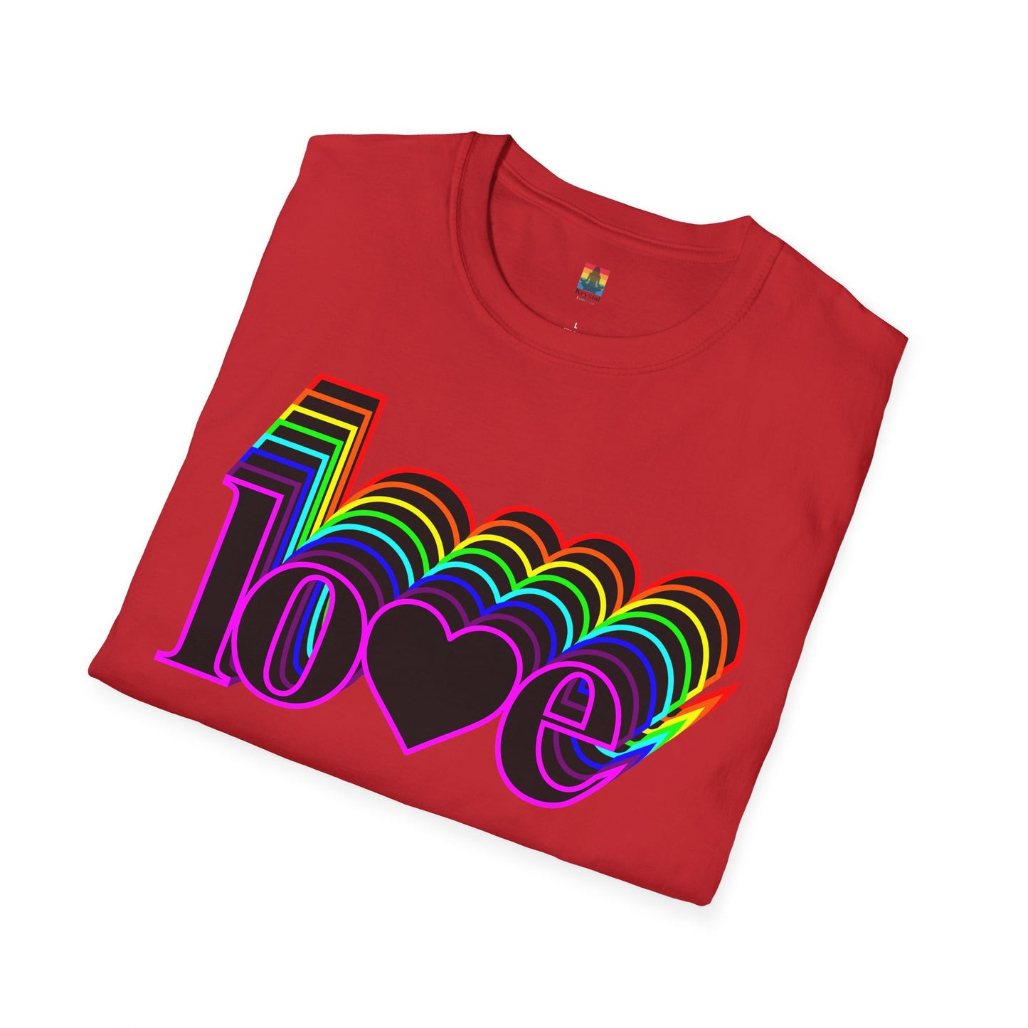 Retro Love Graphic T-Shirt | Unisex Softstyle Tee | Pride Shirt, Casual Wear, Gift for Him/Her, Rainbow Design, Everyday Style
