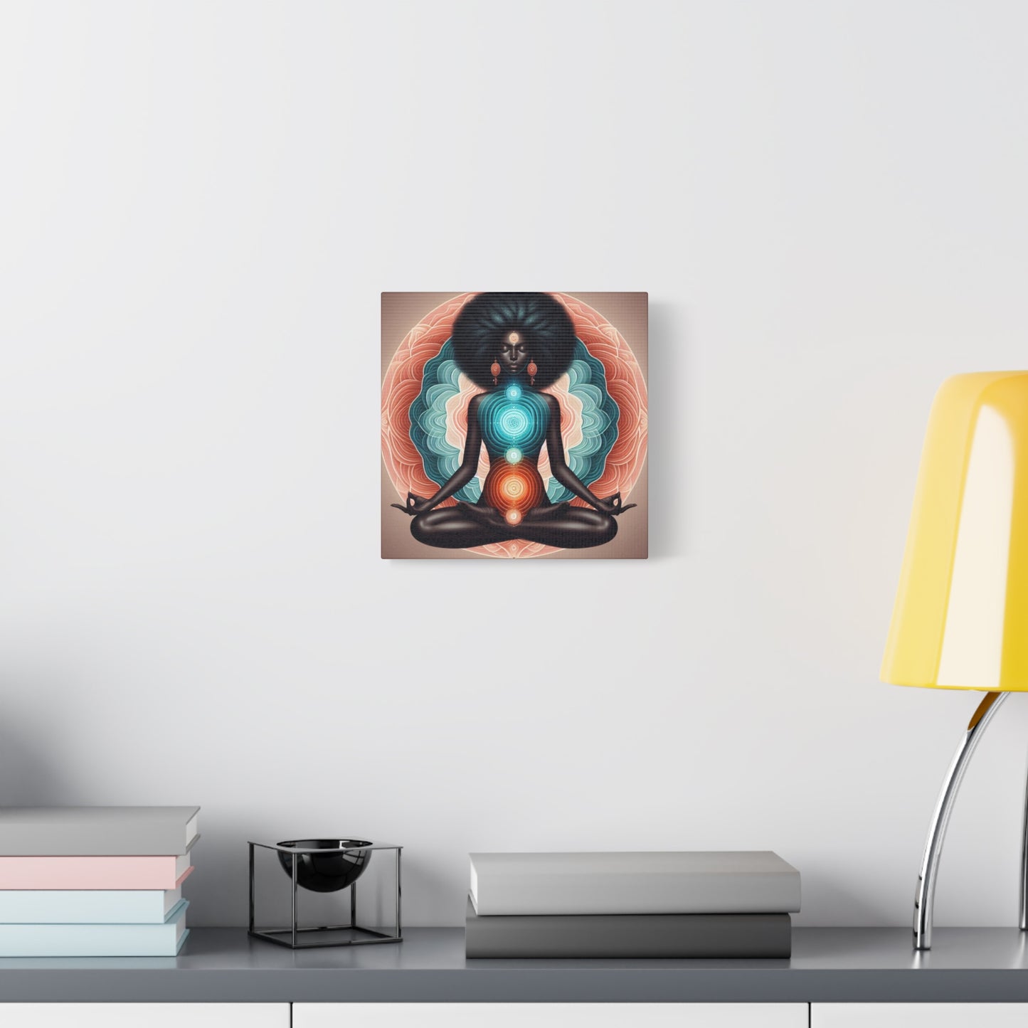 Meditation Art Canvas, Spiritual Wall Decor, Mindfulness Gift, Chakra Artwork, Black Woman Art Print, Yoga Home Decor