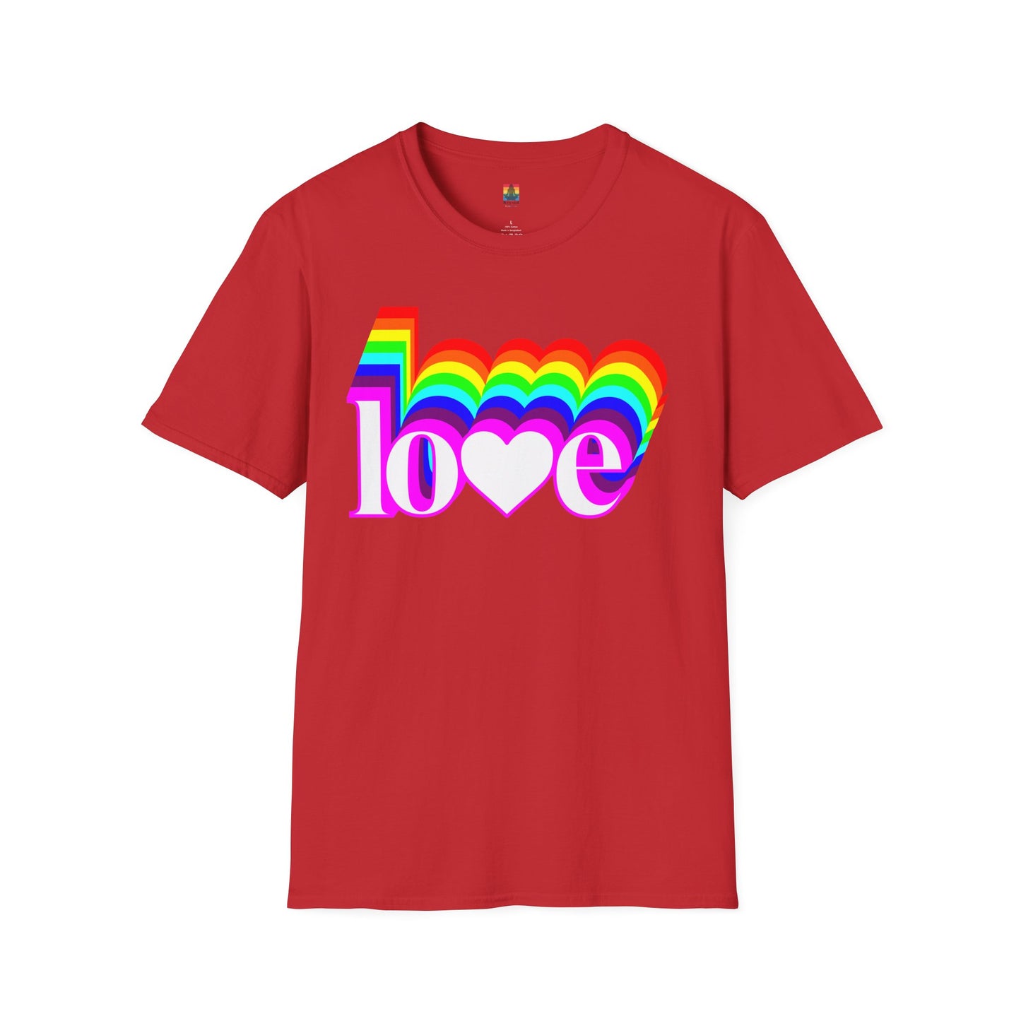 Rainbow Love Unisex Softstyle T-Shirt, Casual Wear, Summer Fashion, Gift for Friends