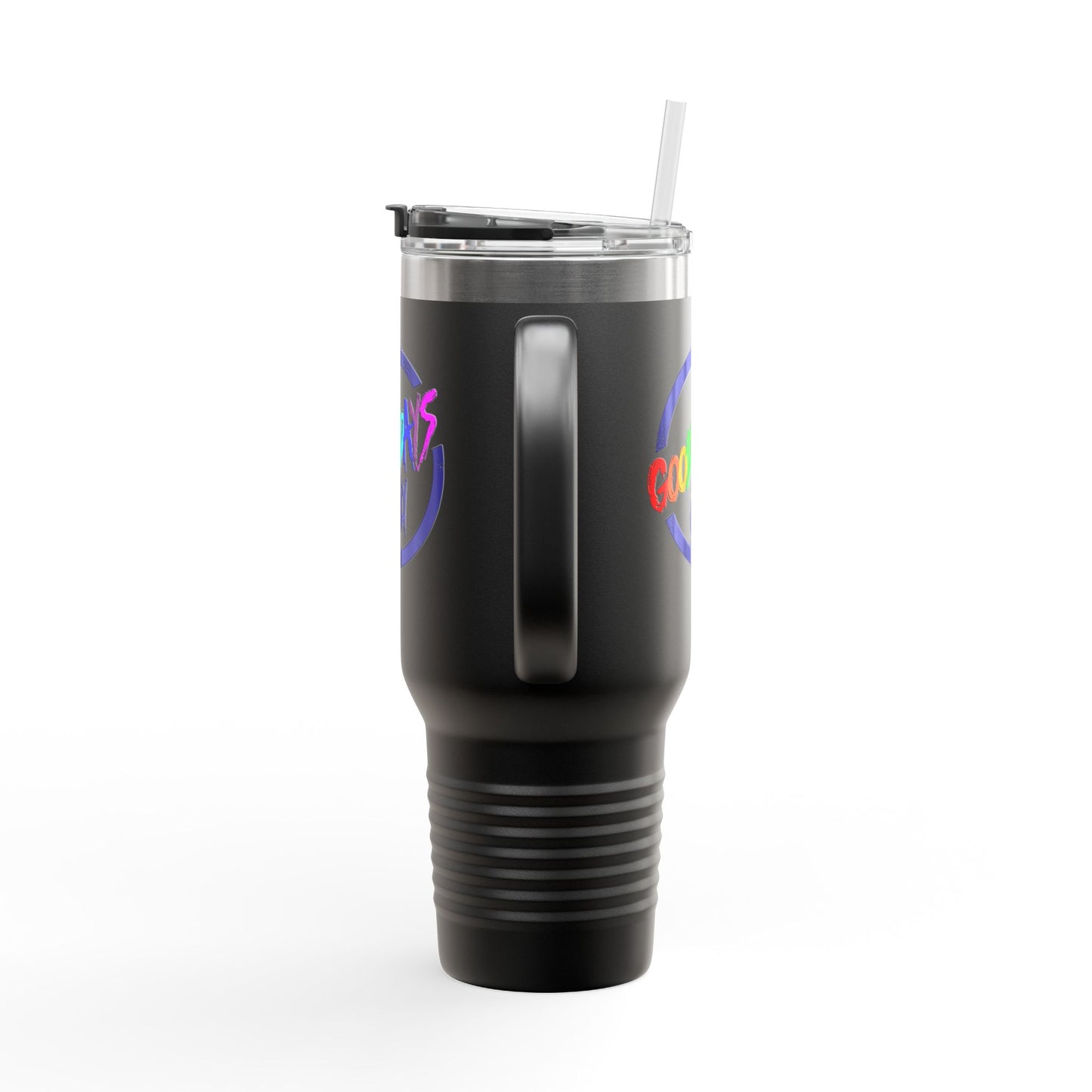 Good Vibes Insulated Travel Mug, 40oz - Perfect for Coffee Lovers, Road Trips, Camping, Gift for Travelers, Motivational Drinkware