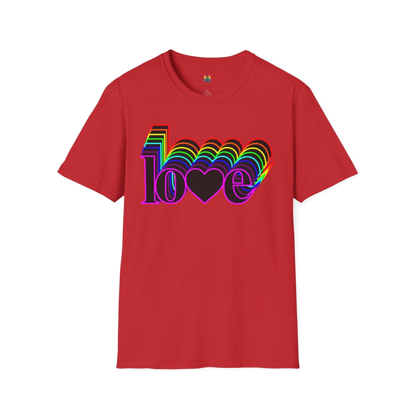 Retro Love Graphic T-Shirt | Unisex Softstyle Tee | Pride Shirt, Casual Wear, Gift for Him/Her, Rainbow Design, Everyday Style