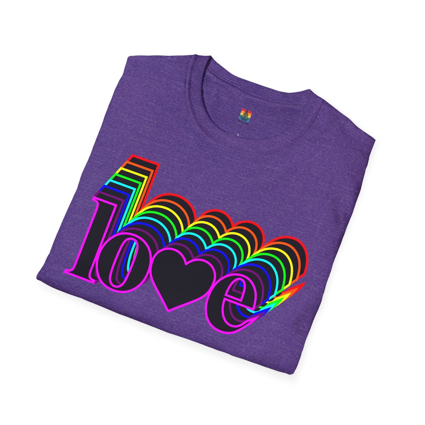 Retro Love Graphic T-Shirt | Unisex Softstyle Tee | Pride Shirt, Casual Wear, Gift for Him/Her, Rainbow Design, Everyday Style