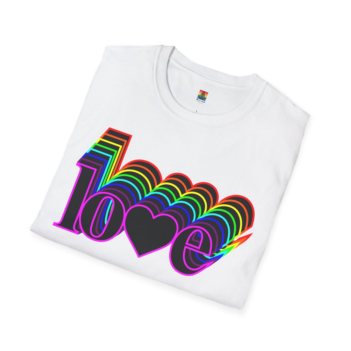 Retro Love Graphic T-Shirt | Unisex Softstyle Tee | Pride Shirt, Casual Wear, Gift for Him/Her, Rainbow Design, Everyday Style