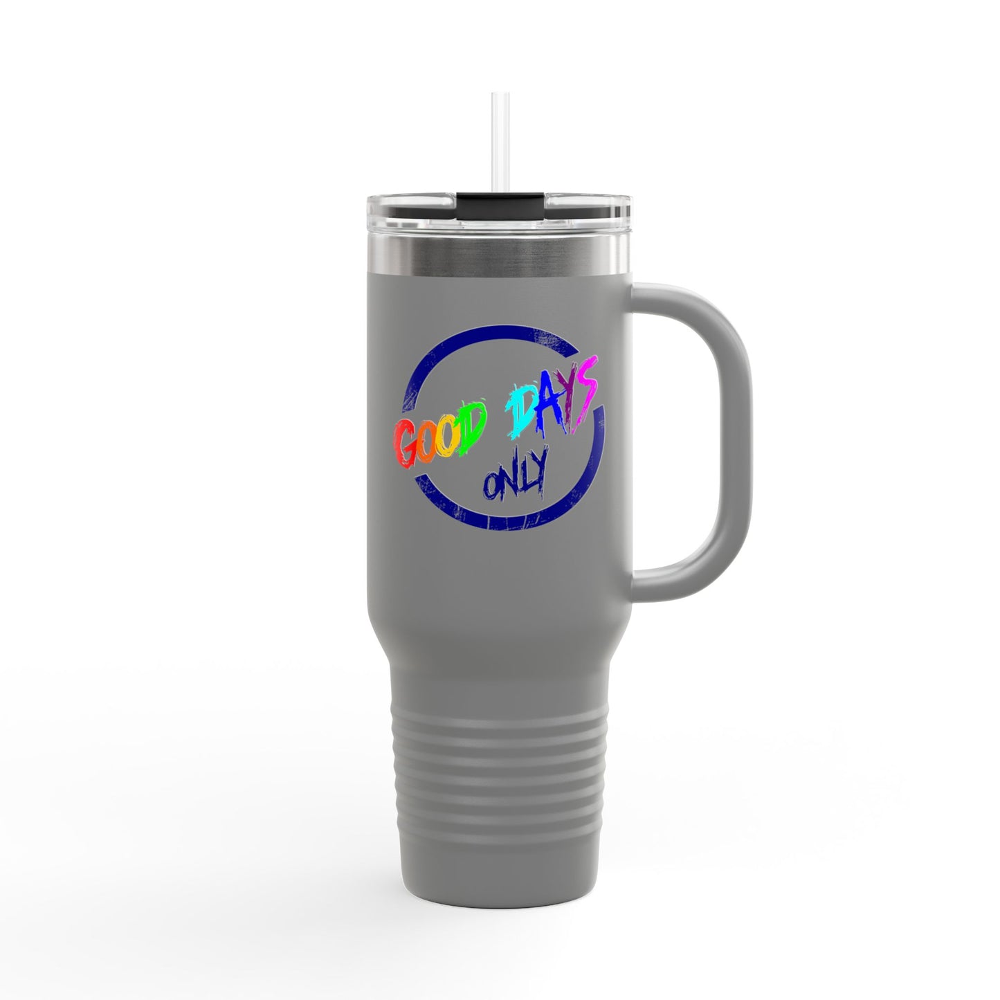 Good Vibes Insulated Travel Mug, 40oz - Perfect for Coffee Lovers, Road Trips, Camping, Gift for Travelers, Motivational Drinkware