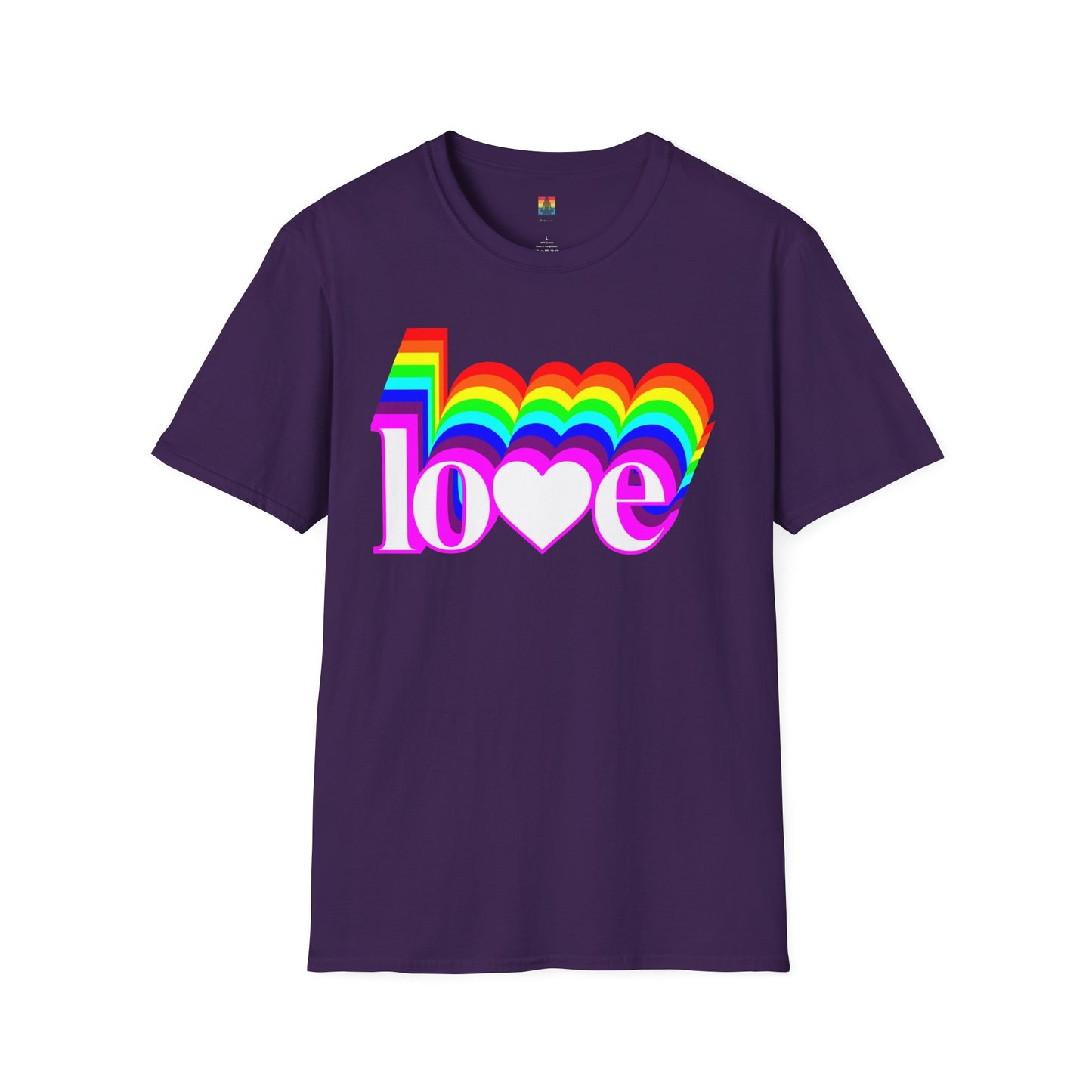 Rainbow Love Unisex Softstyle T-Shirt, Casual Wear, Summer Fashion, Gift for Friends
