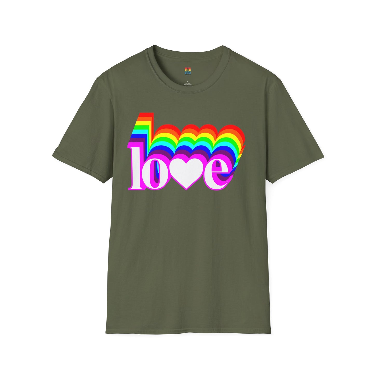 Rainbow Love Unisex Softstyle T-Shirt, Casual Wear, Summer Fashion, Gift for Friends