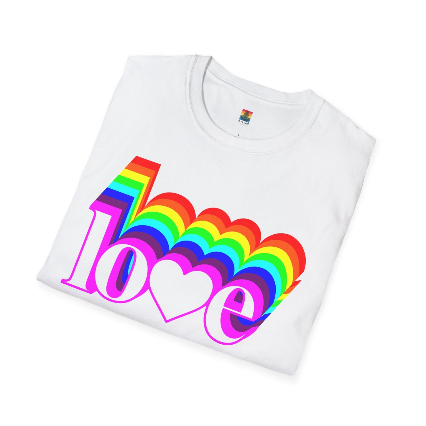 Rainbow Love Unisex Softstyle T-Shirt, Casual Wear, Summer Fashion, Gift for Friends