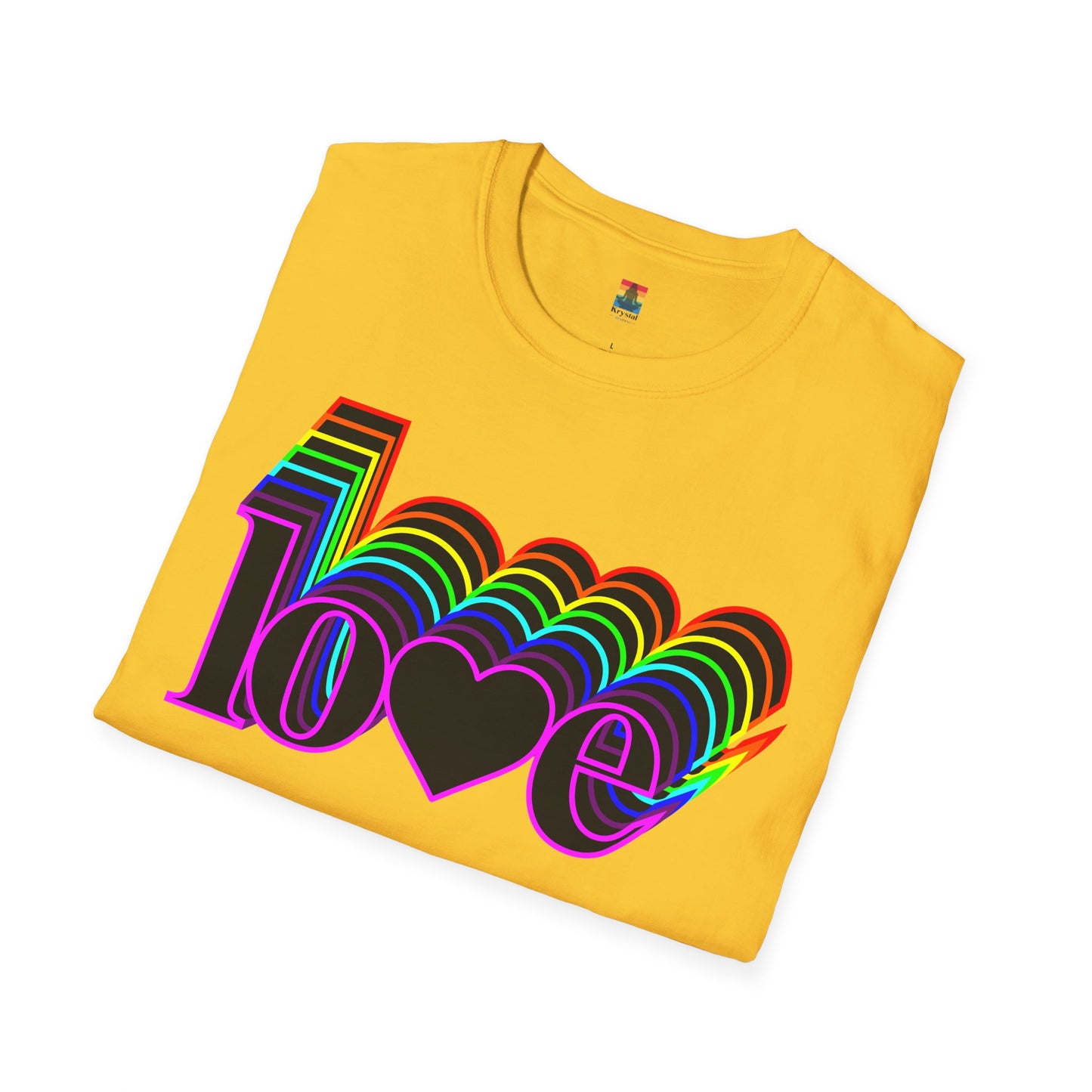 Retro Love Graphic T-Shirt | Unisex Softstyle Tee | Pride Shirt, Casual Wear, Gift for Him/Her, Rainbow Design, Everyday Style