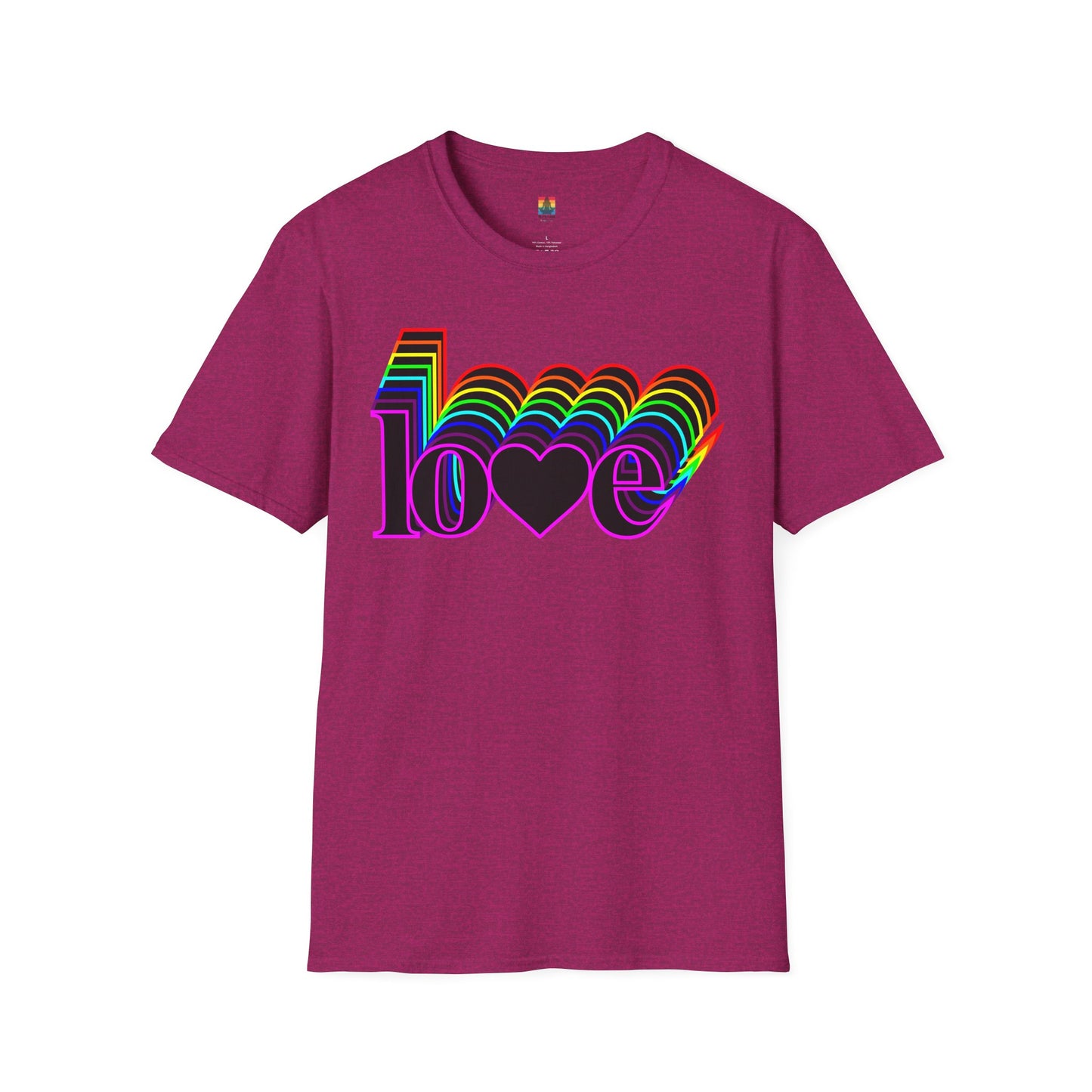 Retro Love Graphic T-Shirt | Unisex Softstyle Tee | Pride Shirt, Casual Wear, Gift for Him/Her, Rainbow Design, Everyday Style