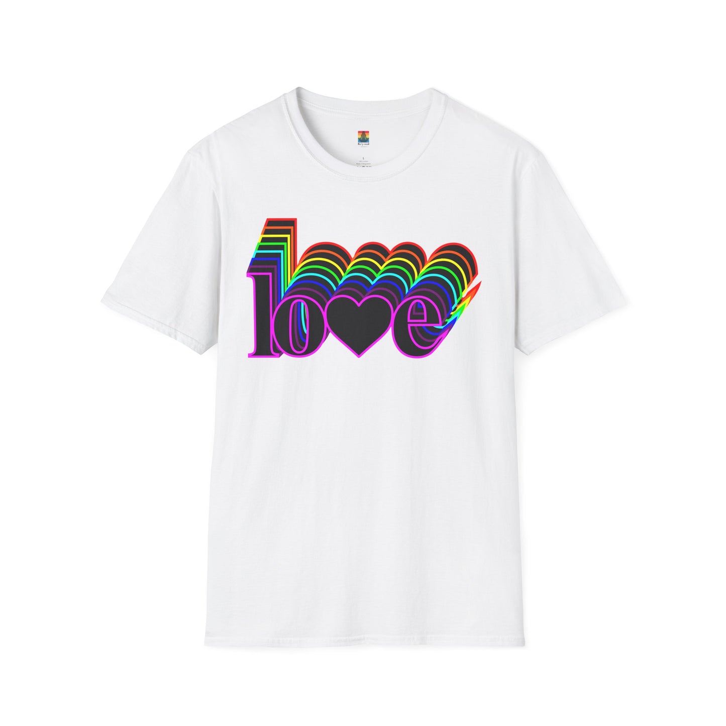 Retro Love Graphic T-Shirt | Unisex Softstyle Tee | Pride Shirt, Casual Wear, Gift for Him/Her, Rainbow Design, Everyday Style