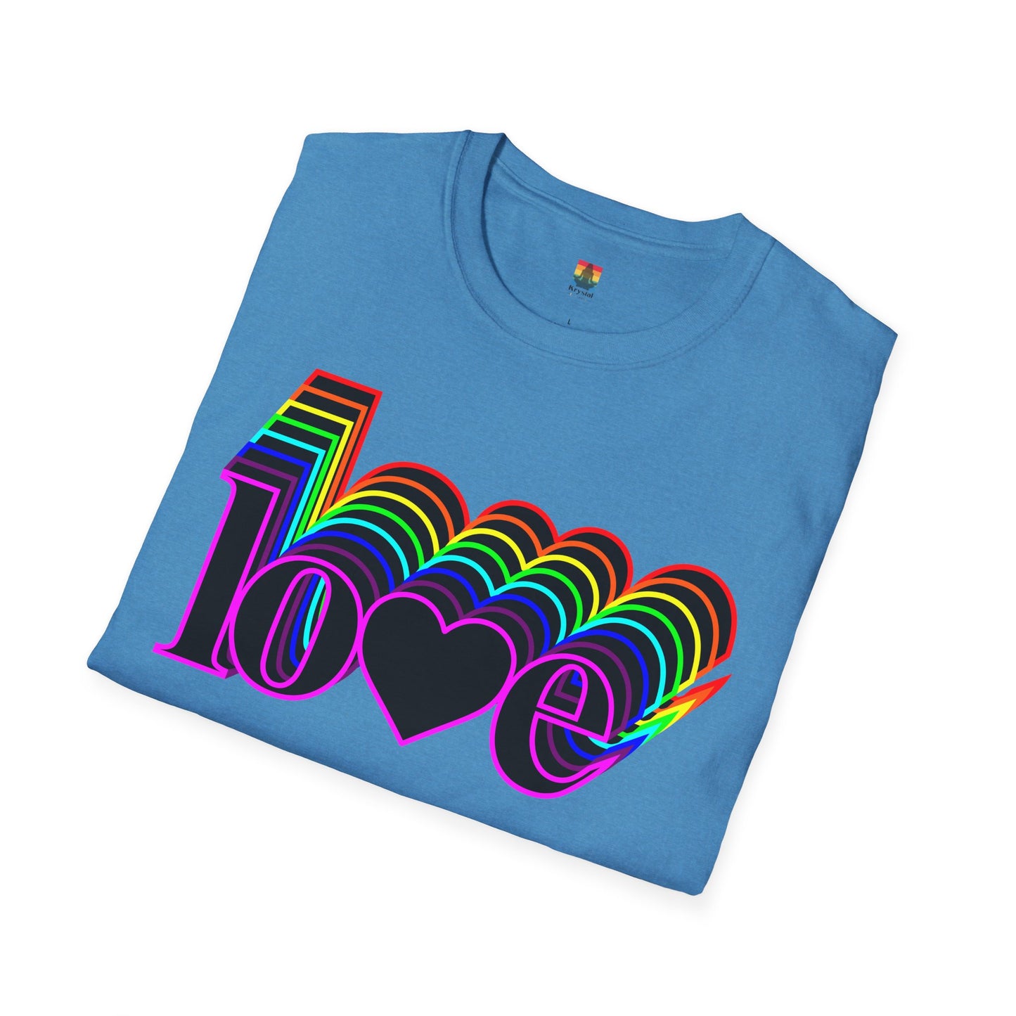 Retro Love Graphic T-Shirt | Unisex Softstyle Tee | Pride Shirt, Casual Wear, Gift for Him/Her, Rainbow Design, Everyday Style