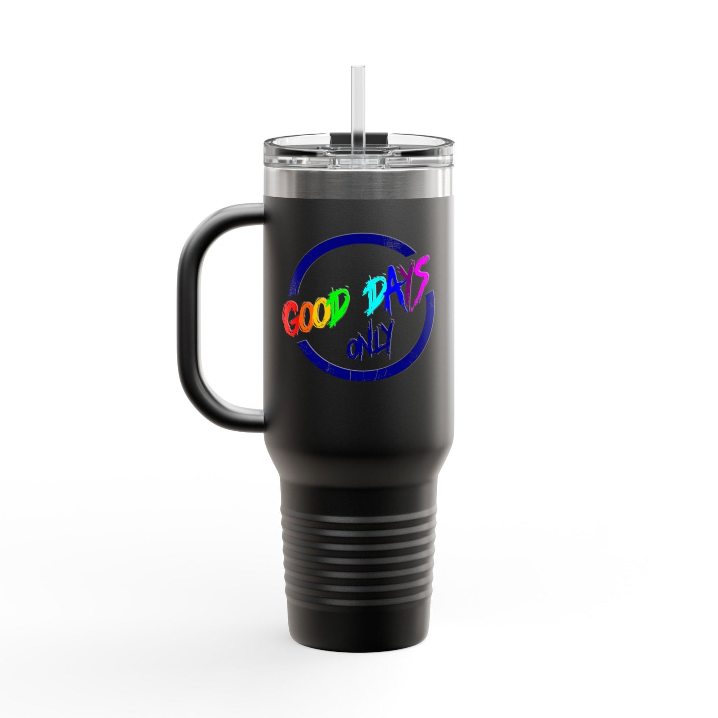 Good Vibes Insulated Travel Mug, 40oz - Perfect for Coffee Lovers, Road Trips, Camping, Gift for Travelers, Motivational Drinkware
