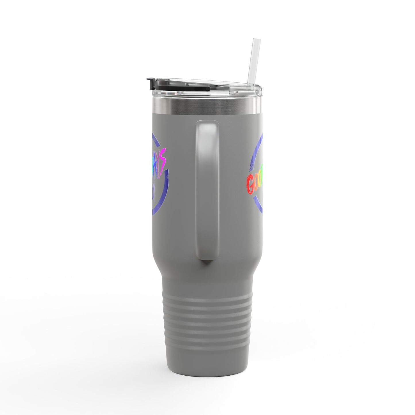 Good Vibes Insulated Travel Mug, 40oz - Perfect for Coffee Lovers, Road Trips, Camping, Gift for Travelers, Motivational Drinkware