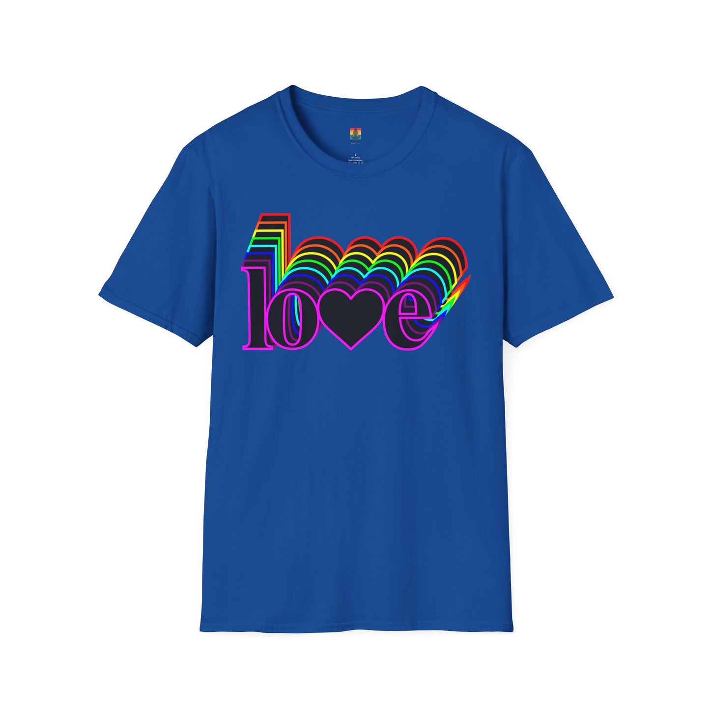 Retro Love Graphic T-Shirt | Unisex Softstyle Tee | Pride Shirt, Casual Wear, Gift for Him/Her, Rainbow Design, Everyday Style