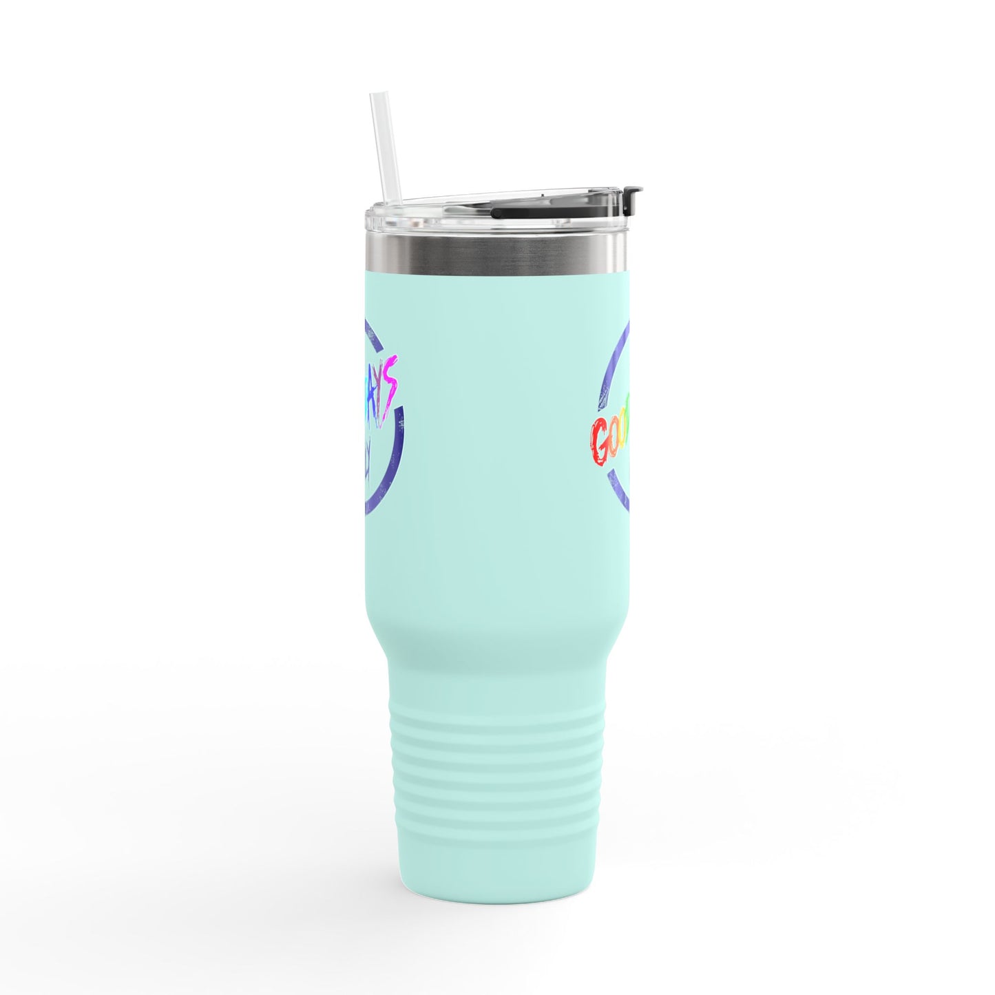 Good Vibes Insulated Travel Mug, 40oz - Perfect for Coffee Lovers, Road Trips, Camping, Gift for Travelers, Motivational Drinkware