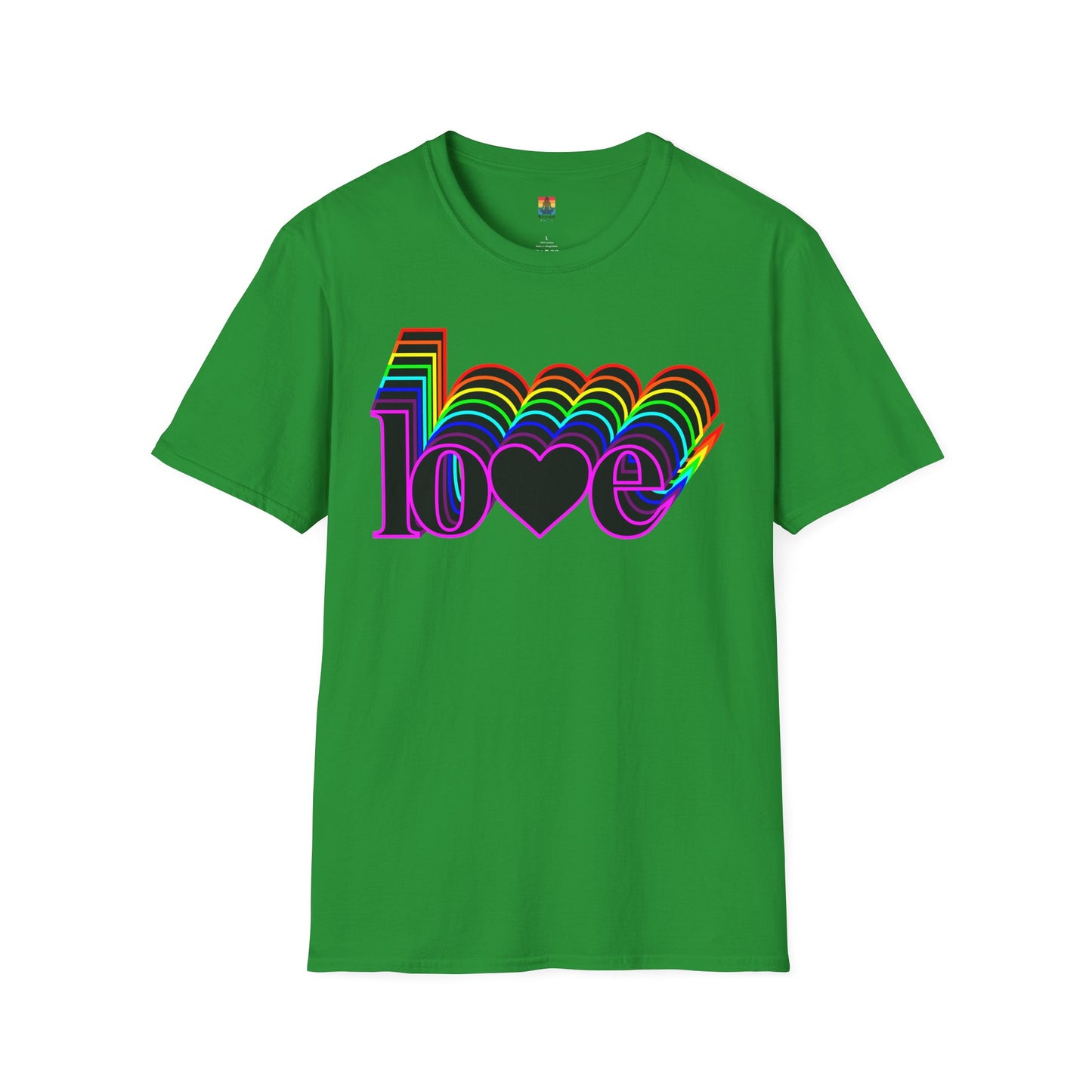 Retro Love Graphic T-Shirt | Unisex Softstyle Tee | Pride Shirt, Casual Wear, Gift for Him/Her, Rainbow Design, Everyday Style