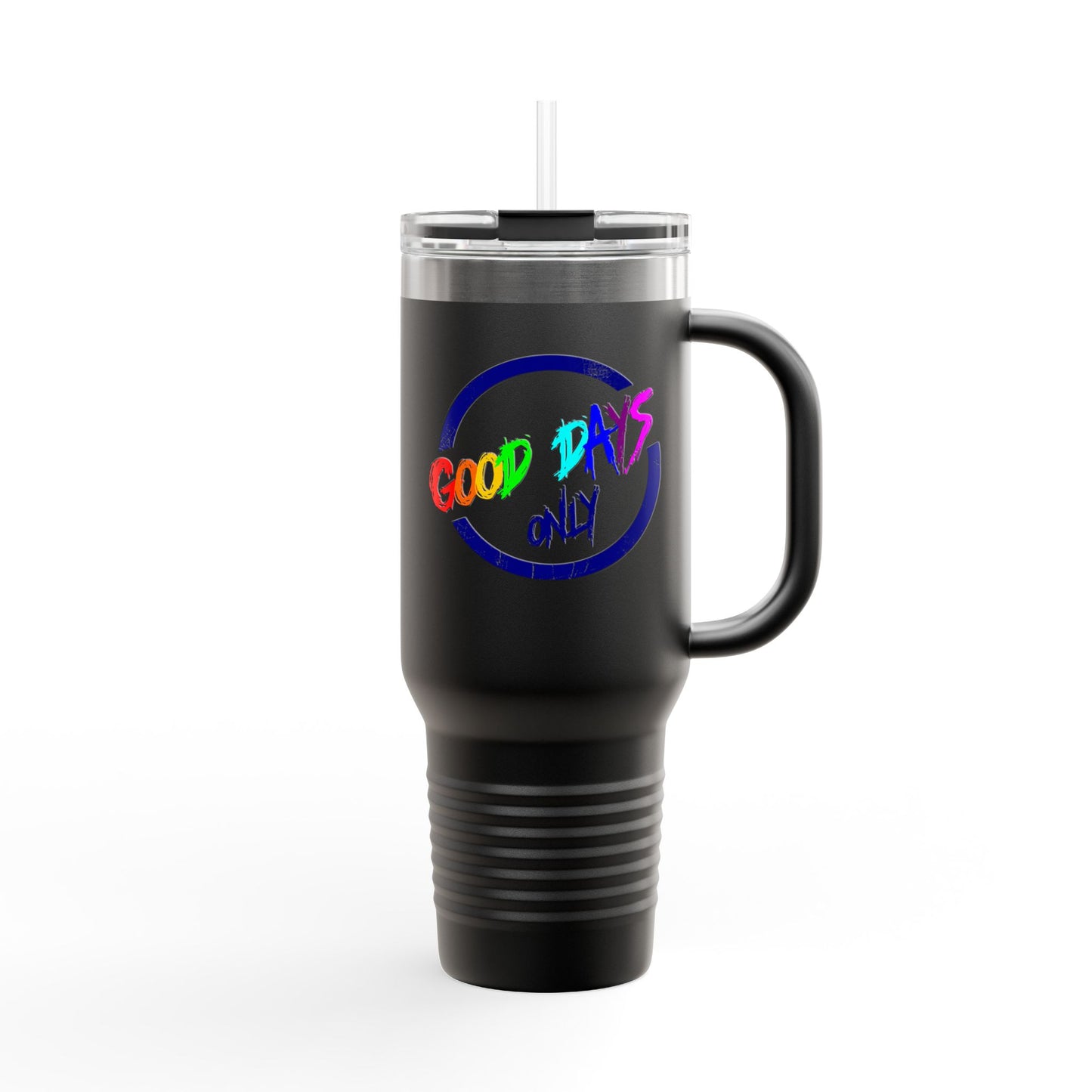 Good Vibes Insulated Travel Mug, 40oz - Perfect for Coffee Lovers, Road Trips, Camping, Gift for Travelers, Motivational Drinkware