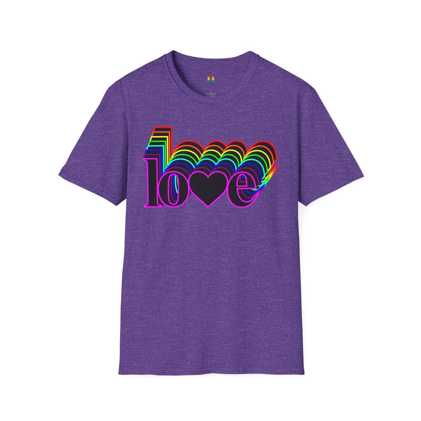 Retro Love Graphic T-Shirt | Unisex Softstyle Tee | Pride Shirt, Casual Wear, Gift for Him/Her, Rainbow Design, Everyday Style