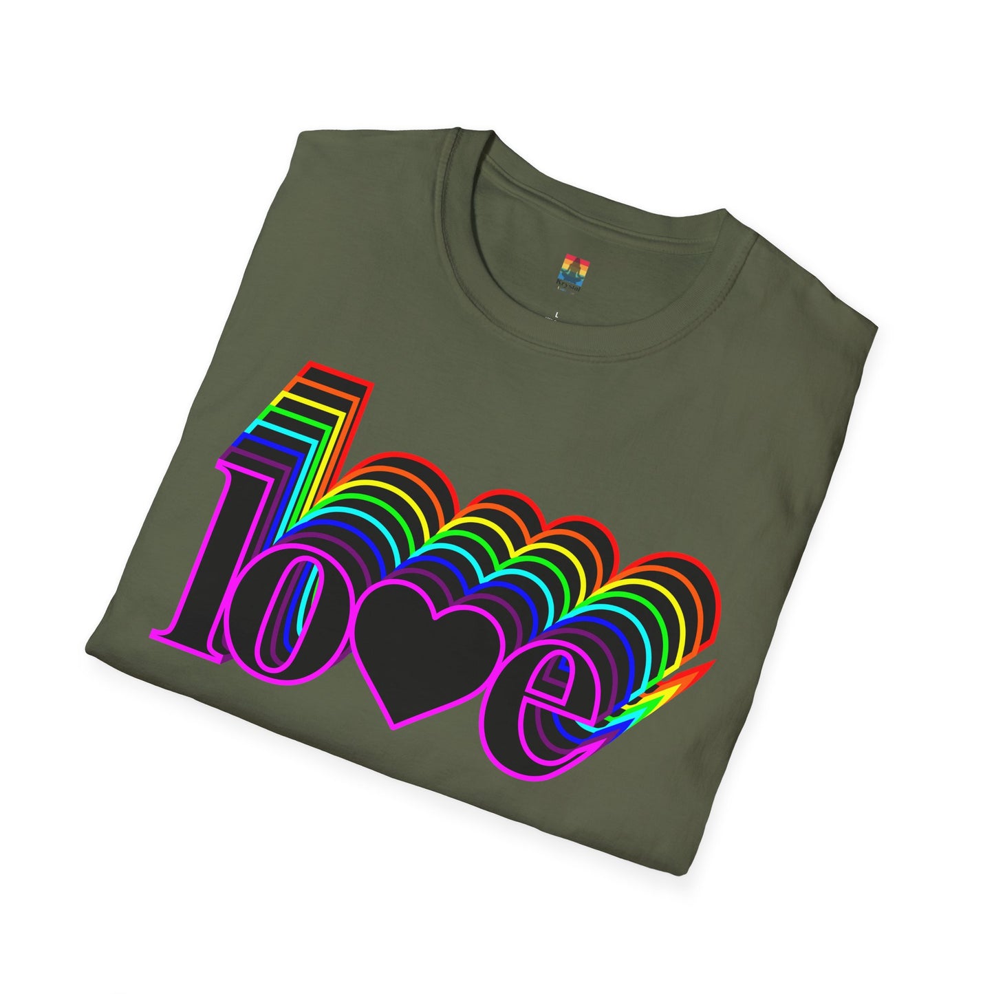 Retro Love Graphic T-Shirt | Unisex Softstyle Tee | Pride Shirt, Casual Wear, Gift for Him/Her, Rainbow Design, Everyday Style