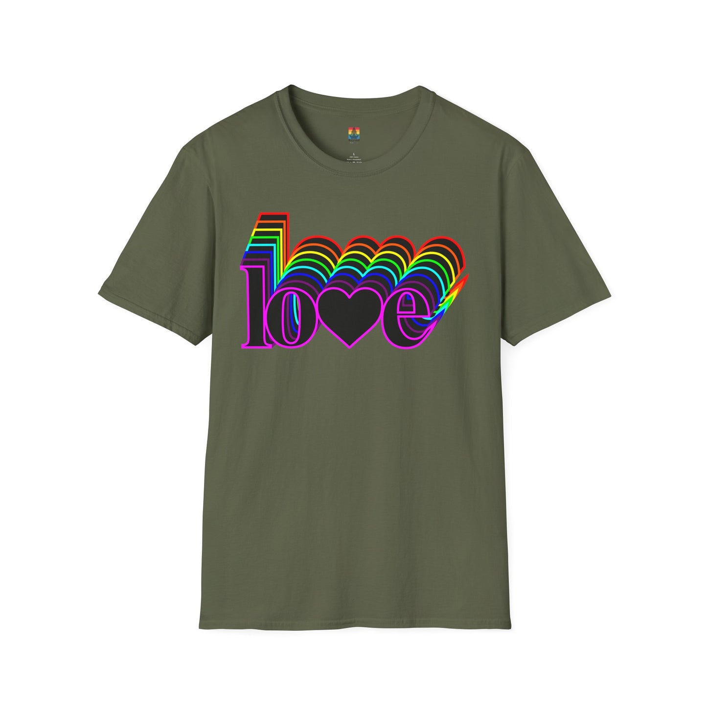 Retro Love Graphic T-Shirt | Unisex Softstyle Tee | Pride Shirt, Casual Wear, Gift for Him/Her, Rainbow Design, Everyday Style