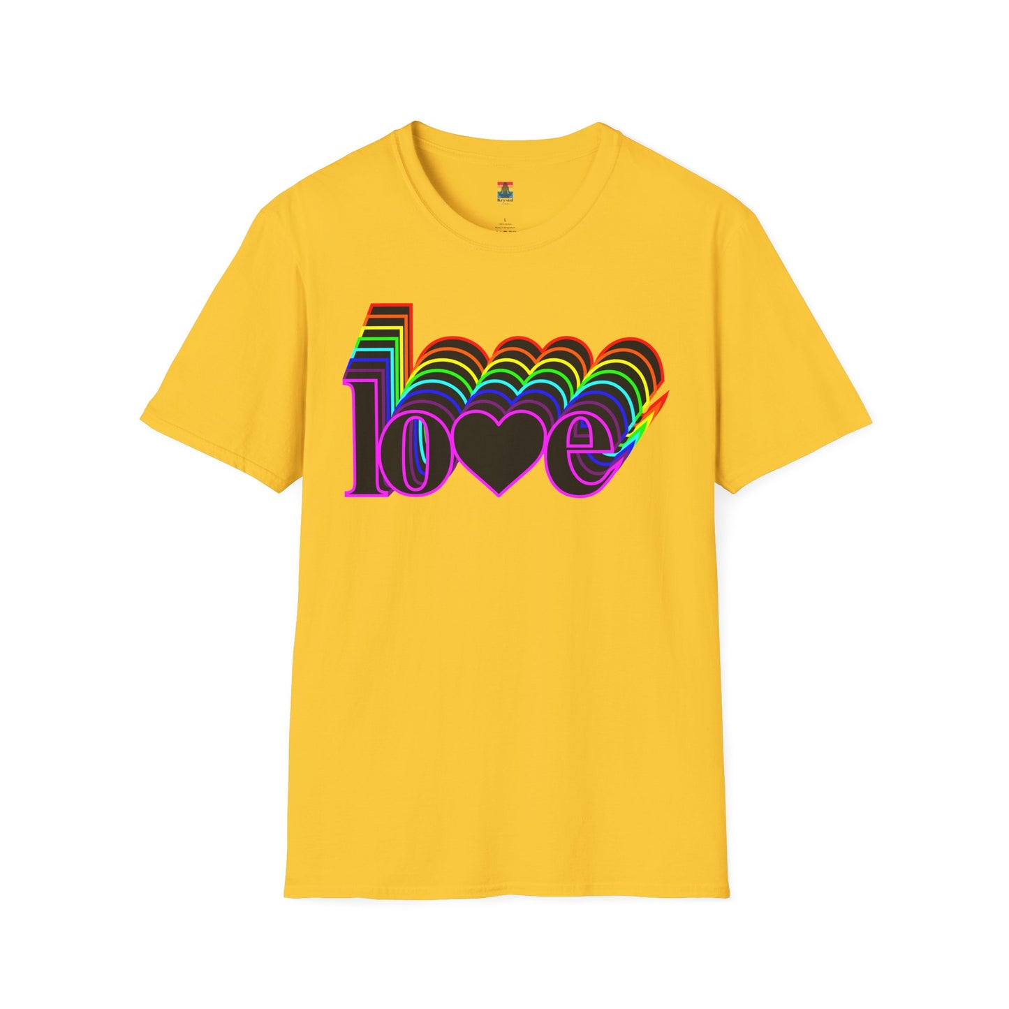 Retro Love Graphic T-Shirt | Unisex Softstyle Tee | Pride Shirt, Casual Wear, Gift for Him/Her, Rainbow Design, Everyday Style
