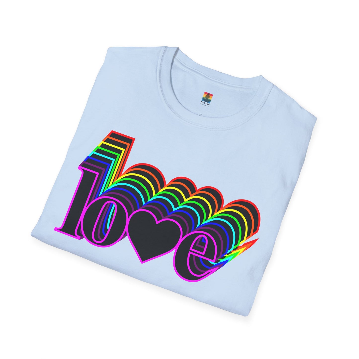 Retro Love Graphic T-Shirt | Unisex Softstyle Tee | Pride Shirt, Casual Wear, Gift for Him/Her, Rainbow Design, Everyday Style