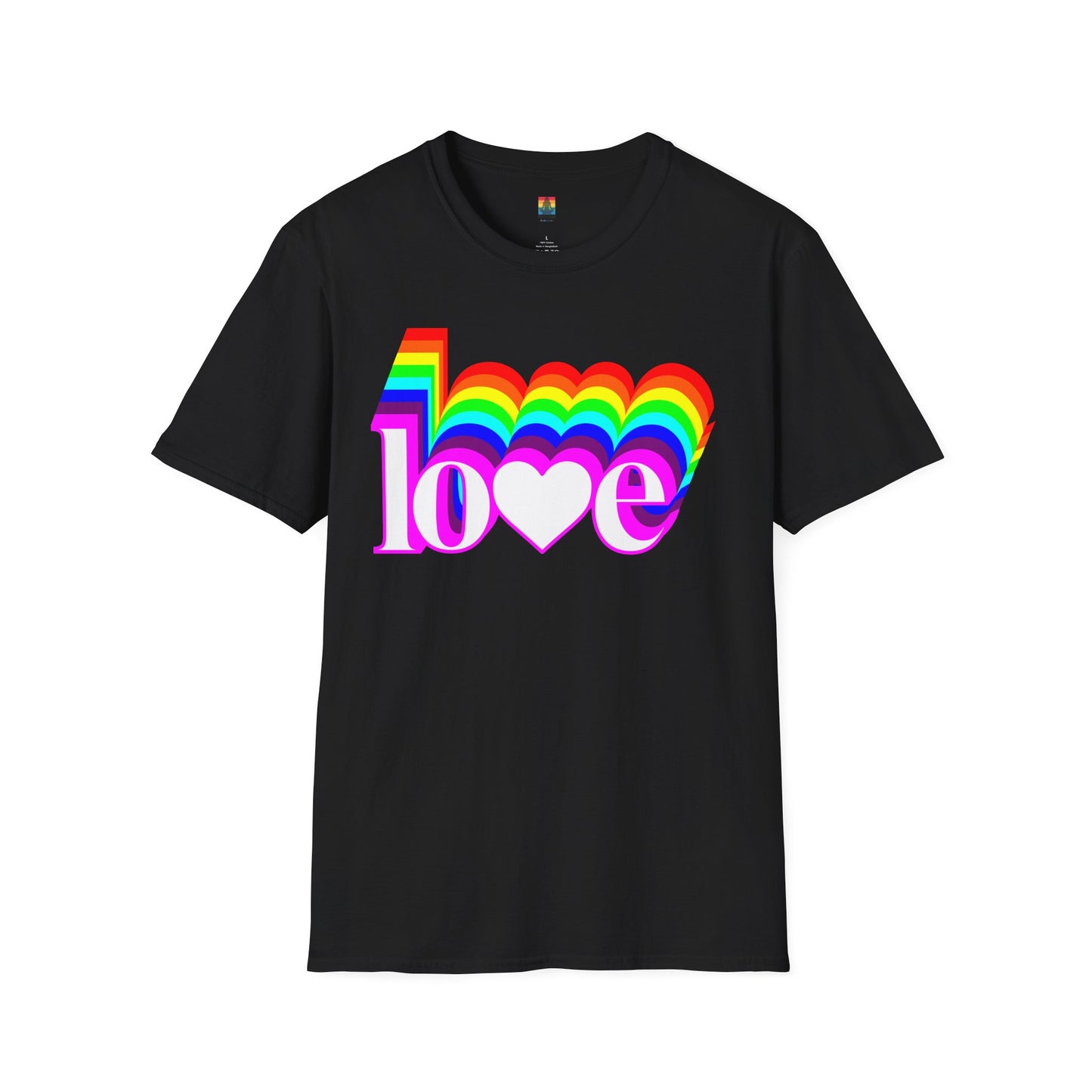 Rainbow Love Unisex Softstyle T-Shirt, Casual Wear, Summer Fashion, Gift for Friends