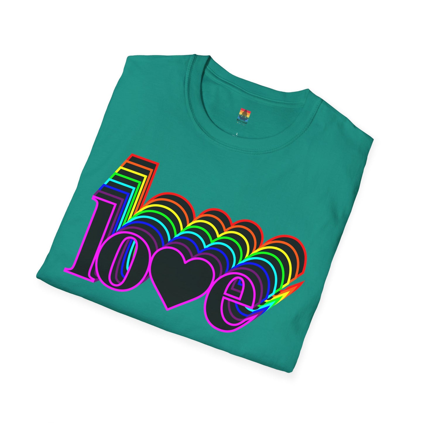 Retro Love Graphic T-Shirt | Unisex Softstyle Tee | Pride Shirt, Casual Wear, Gift for Him/Her, Rainbow Design, Everyday Style