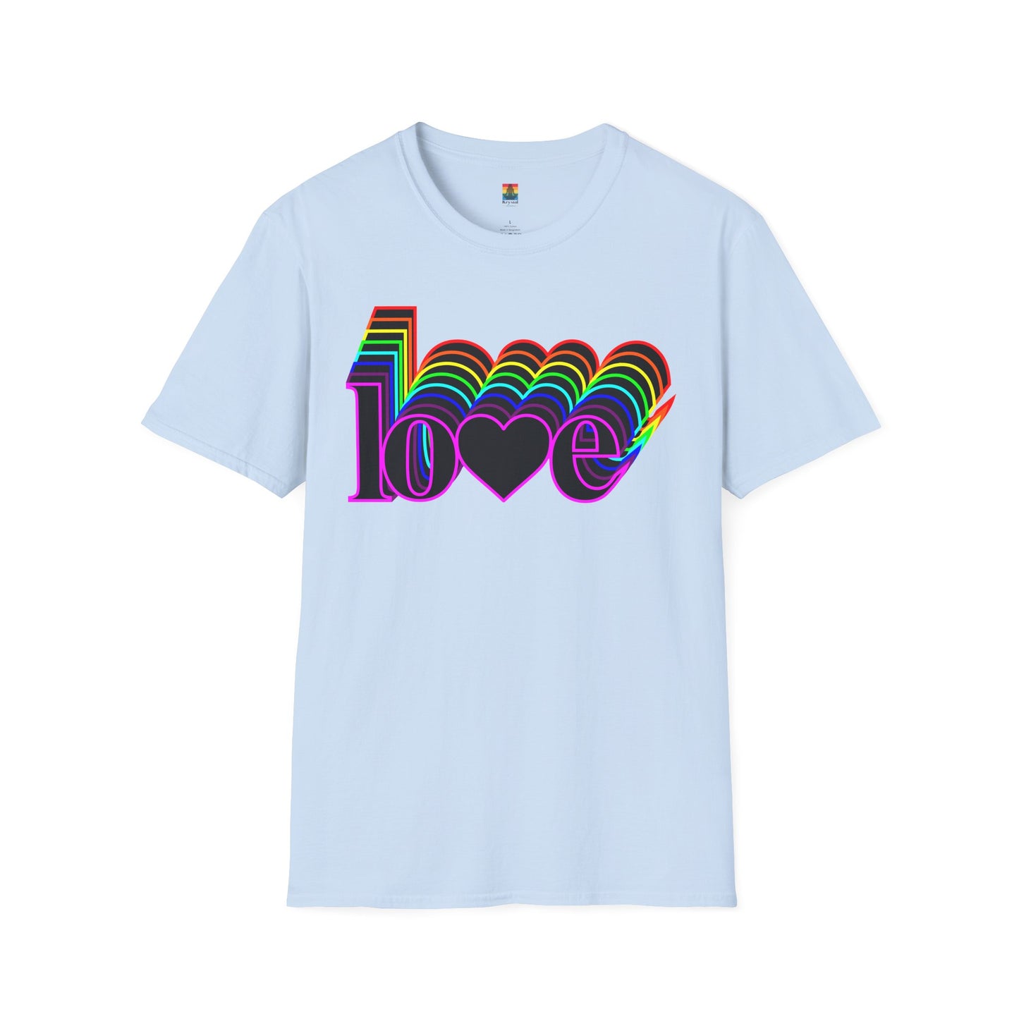 Retro Love Graphic T-Shirt | Unisex Softstyle Tee | Pride Shirt, Casual Wear, Gift for Him/Her, Rainbow Design, Everyday Style