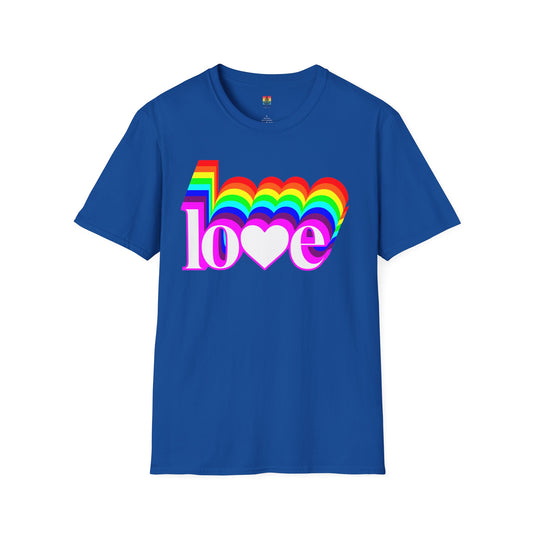 Rainbow Love Unisex Softstyle T-Shirt, Casual Wear, Summer Fashion, Gift for Friends