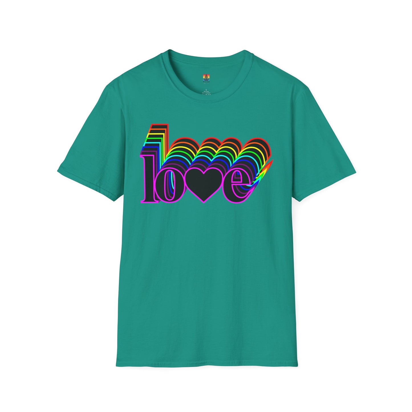 Retro Love Graphic T-Shirt | Unisex Softstyle Tee | Pride Shirt, Casual Wear, Gift for Him/Her, Rainbow Design, Everyday Style